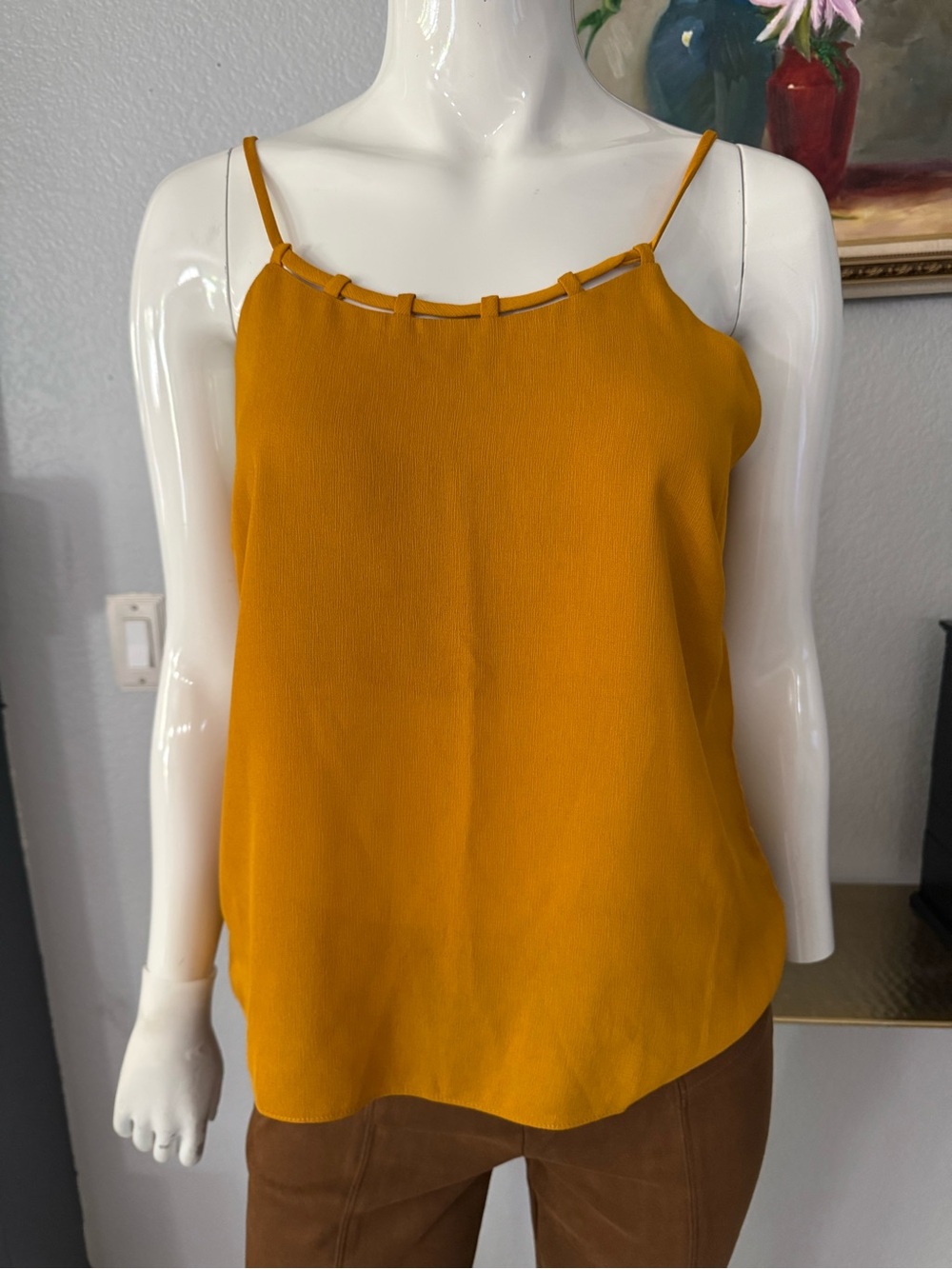Chocolate Mustard Yellow Spaghetti Strap Cami